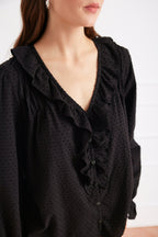Long Sleeve Chloe Shirt in Black - Che Cose Belle