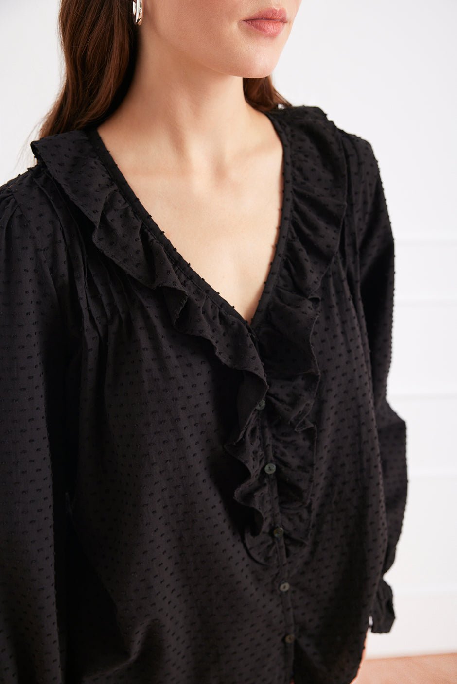 Long Sleeve Chloe Shirt in Black - Che Cose Belle
