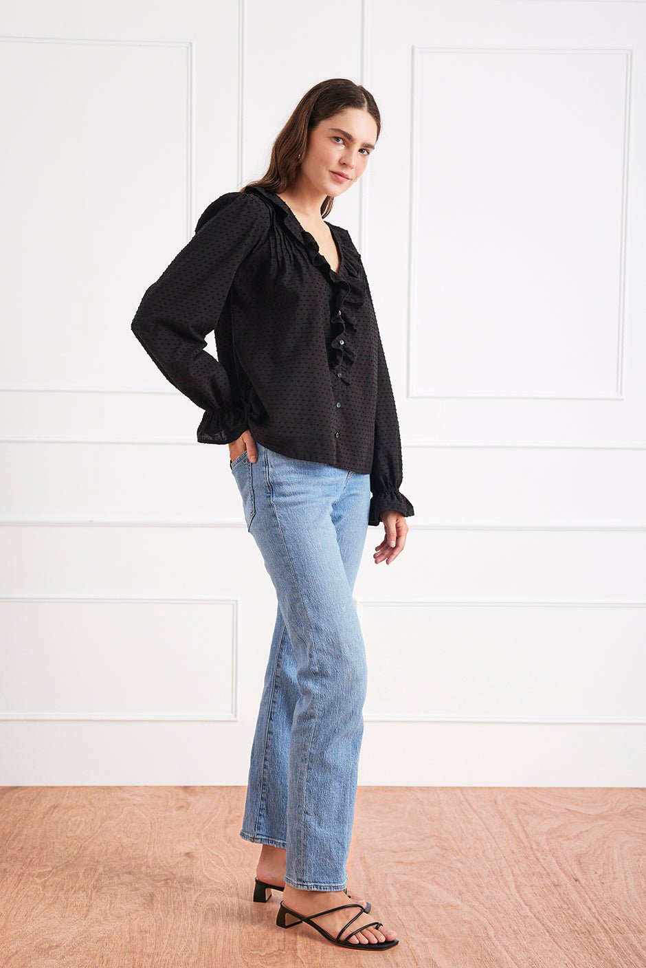 Long Sleeve Chloe Shirt in Black - Che Cose Belle