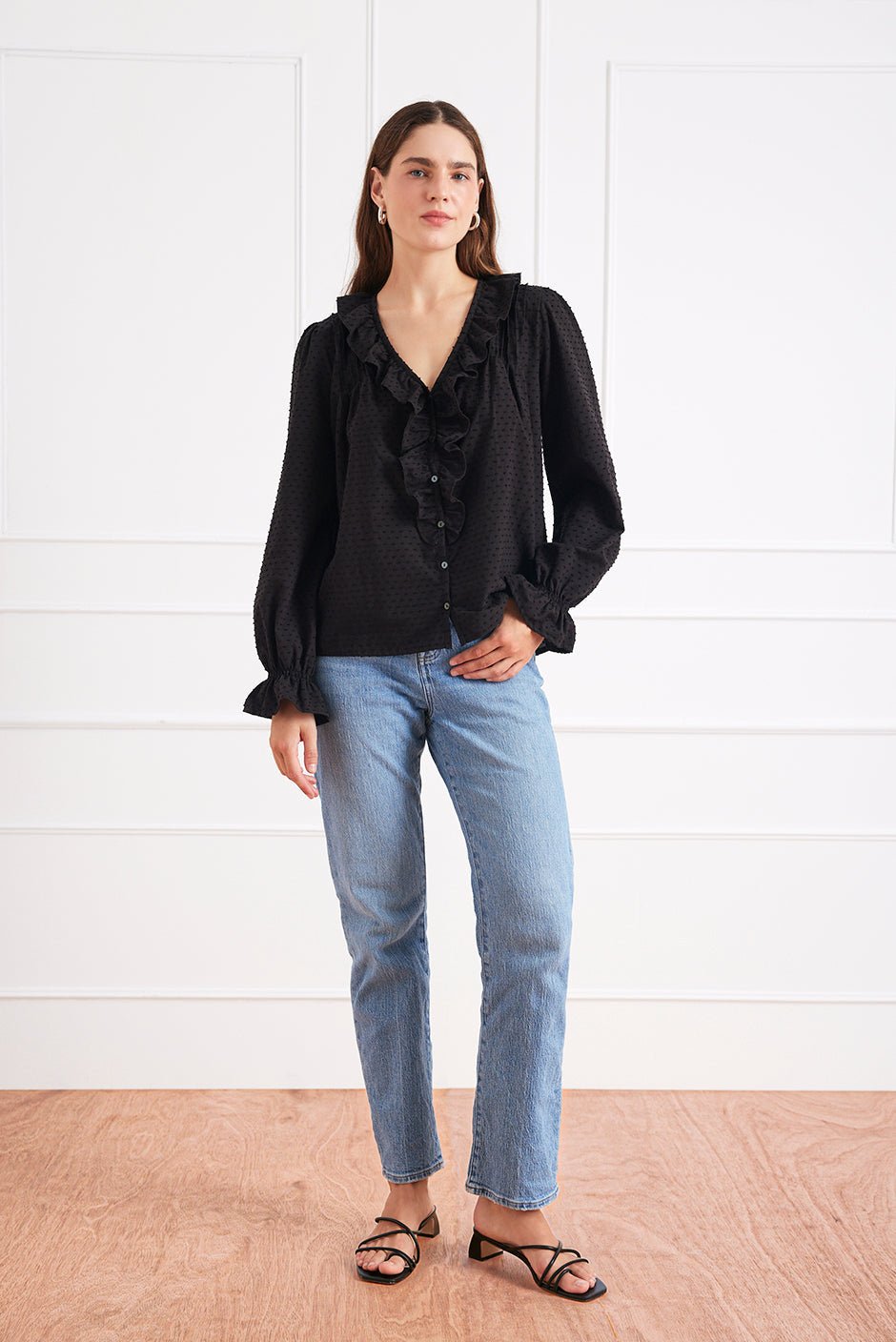 Long Sleeve Chloe Shirt in Black - Che Cose Belle