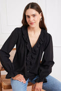 Long Sleeve Chloe Shirt in Black - Che Cose Belle