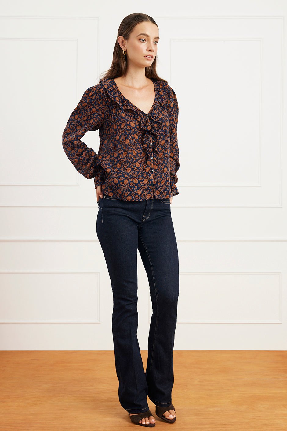 Long Sleeve Chloe Shirt in Navy Batik - Che Cose Belle