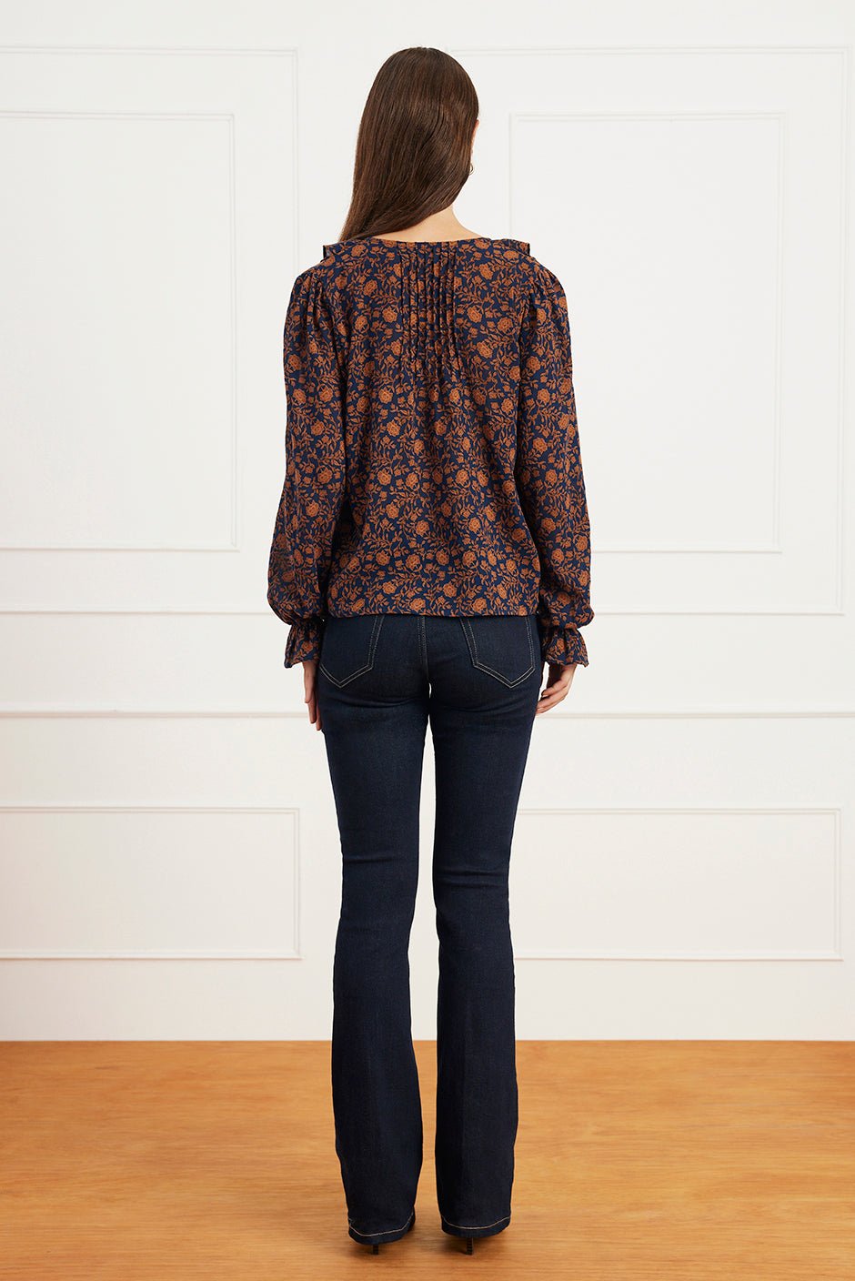 Long Sleeve Chloe Shirt in Navy Batik - Che Cose Belle