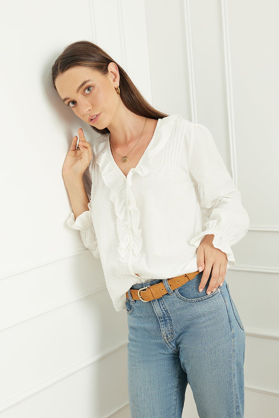 Long Sleeve Chloe Shirt in Off White - Che Cose Belle
