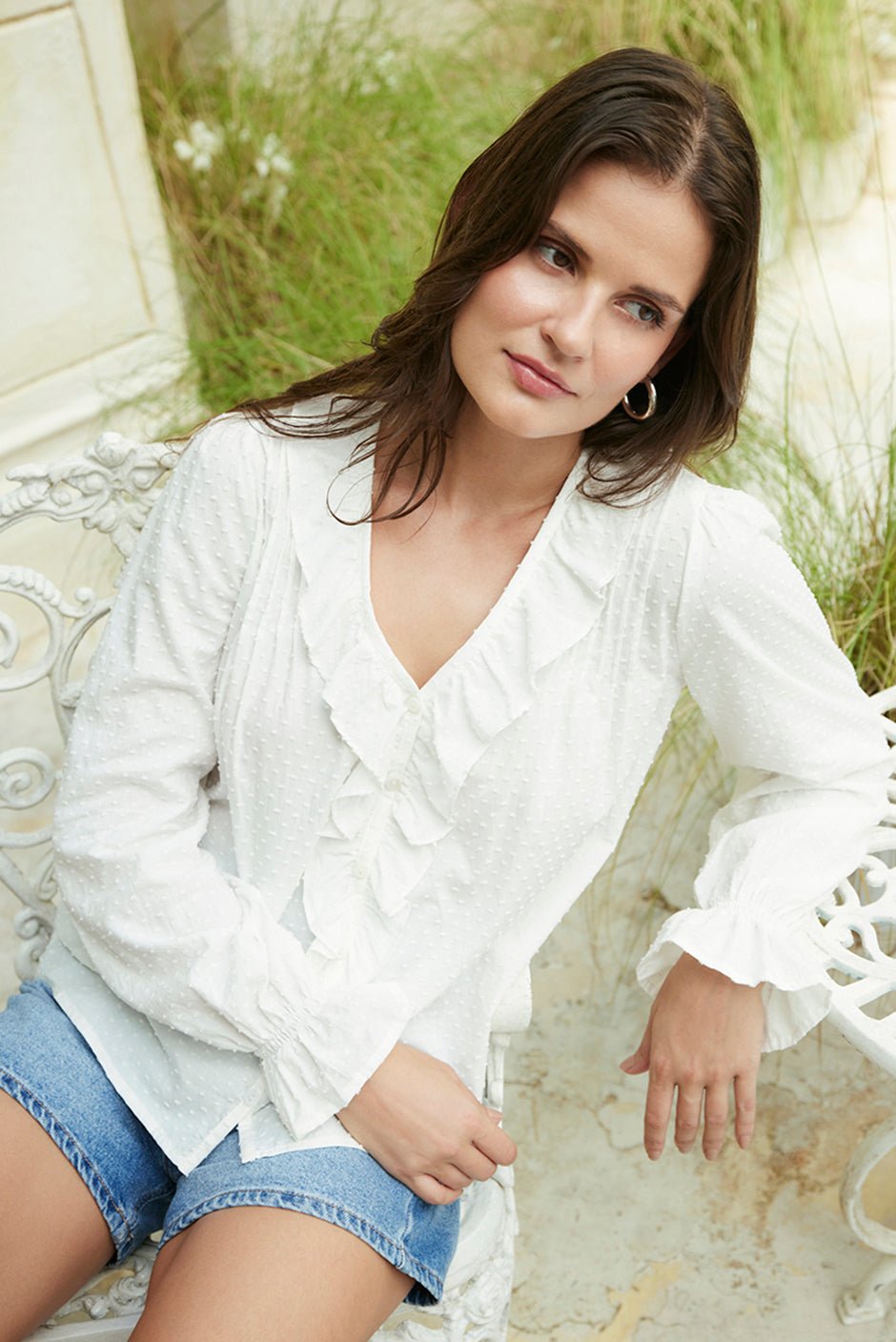 Long Sleeve Chloe Shirt in Off White - Che Cose Belle