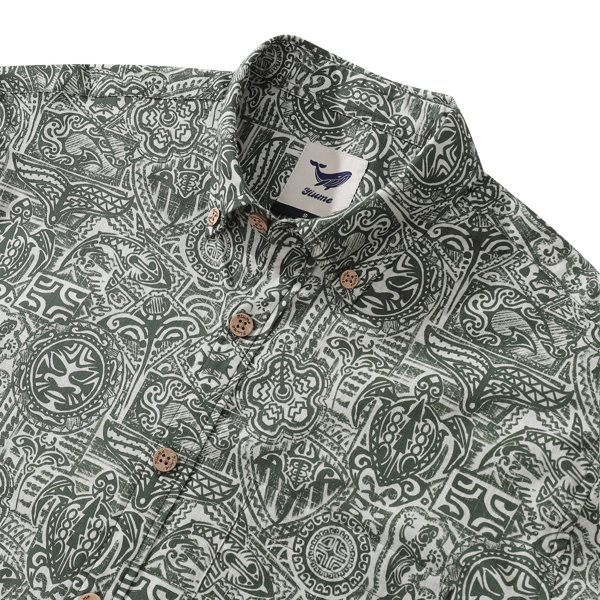 Long Sleeve Hawaiian Shirt For Men Guardian Totem Cotton Button-down Aloha Shirt - Che Cose Belle