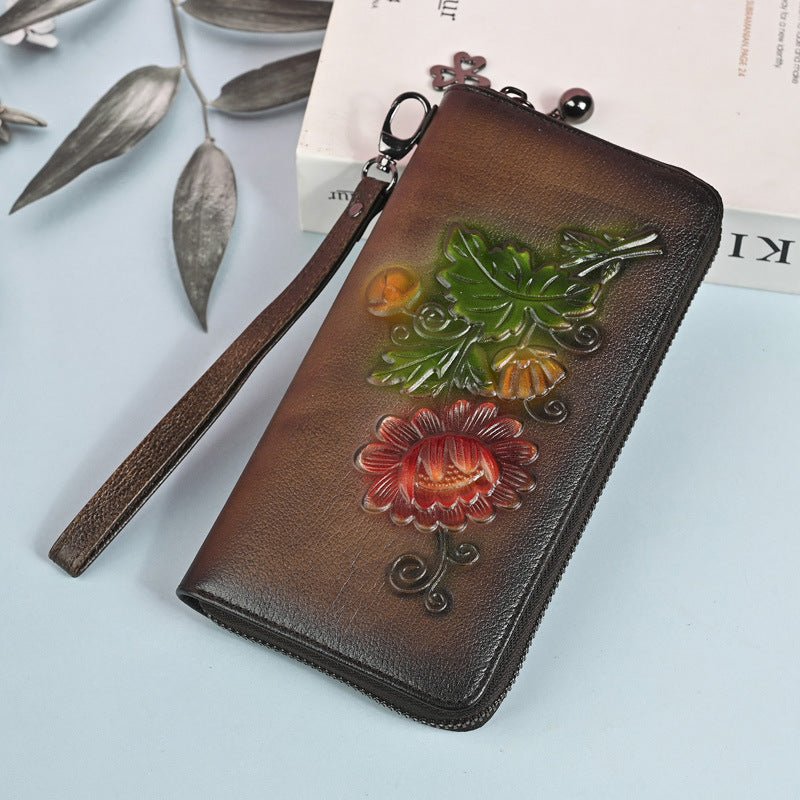 Long Wallet Fashion Embossed Zipper Clutch Purse Phone Bag - Che Cose Belle