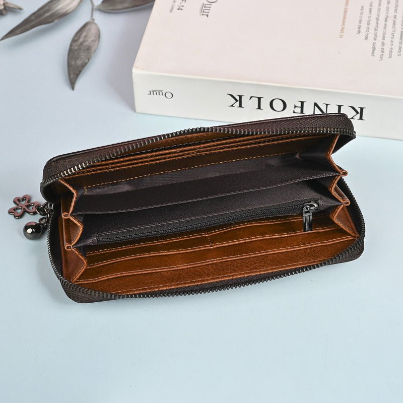 Long Wallet Fashion Embossed Zipper Clutch Purse Phone Bag - Che Cose Belle
