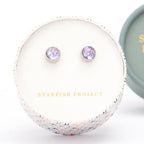Lora Lavender Silver Stud Earrings - Che Cose Belle