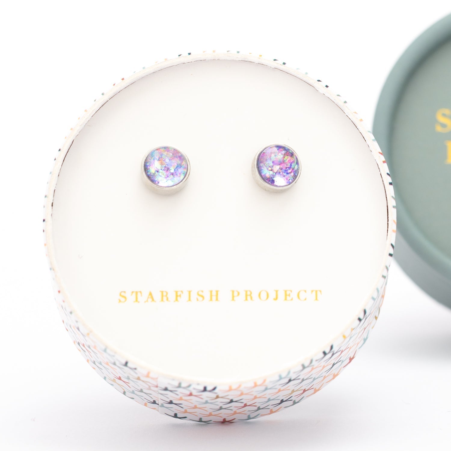 Lora Lavender Silver Stud Earrings - Che Cose Belle