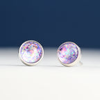 Lora Lavender Silver Stud Earrings - Che Cose Belle