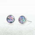 Lora Lavender Silver Stud Earrings - Che Cose Belle