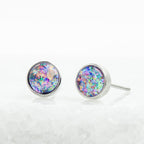 Lora Lavender Silver Stud Earrings - Che Cose Belle