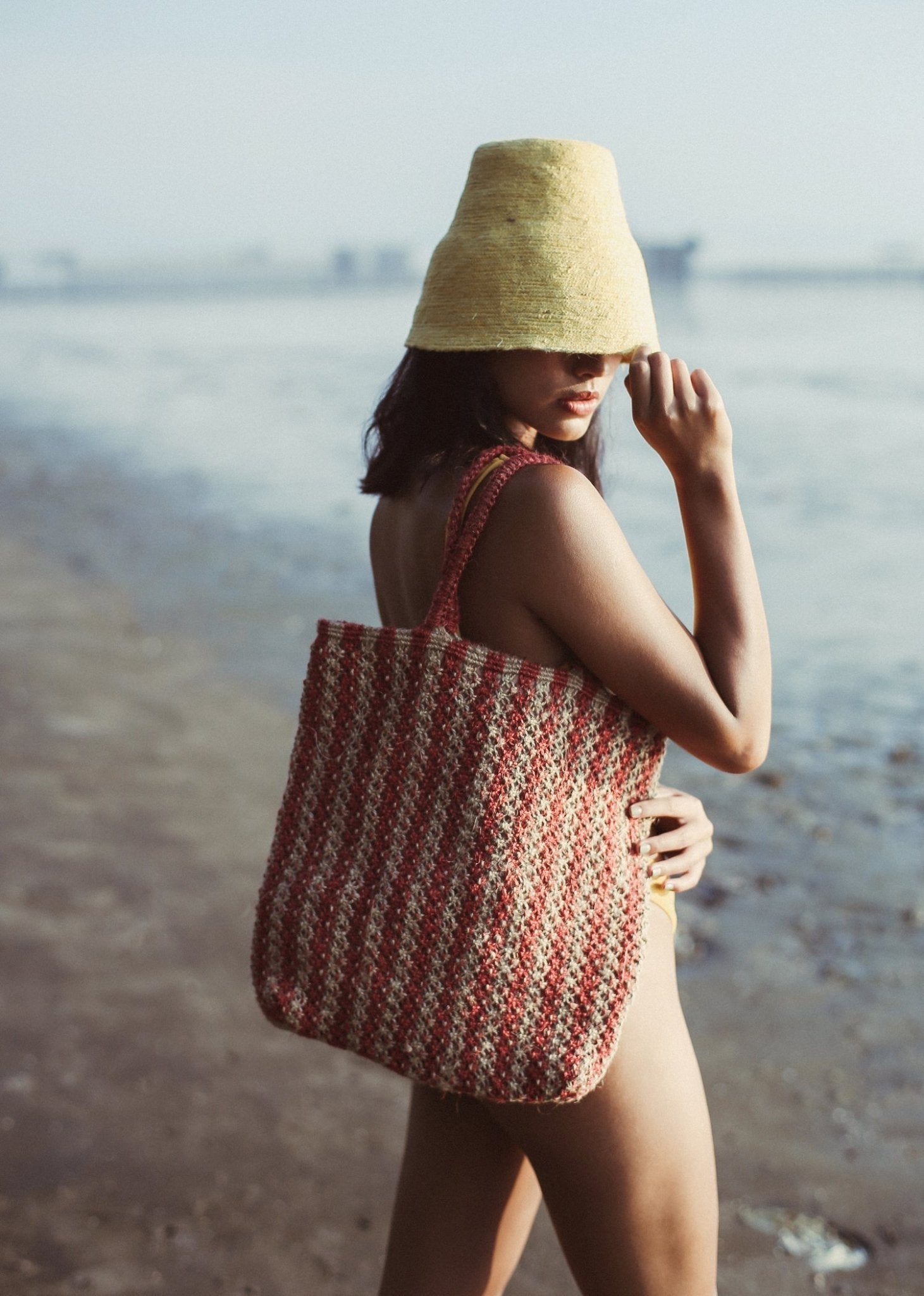 Louisa Striped Straw Tote Bag - Che Cose Belle
