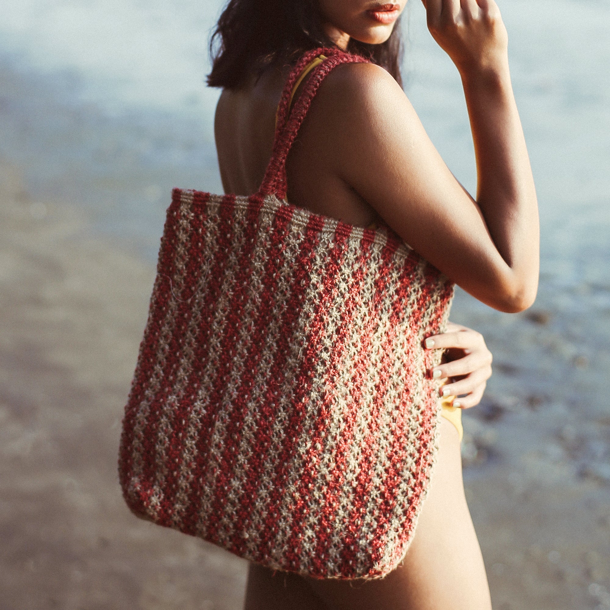 Louisa Striped Straw Tote Bag - Che Cose Belle