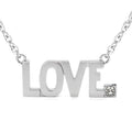 Love Block Letter Crystal Pendant Necklace Silver Sterling - Che Cose Belle