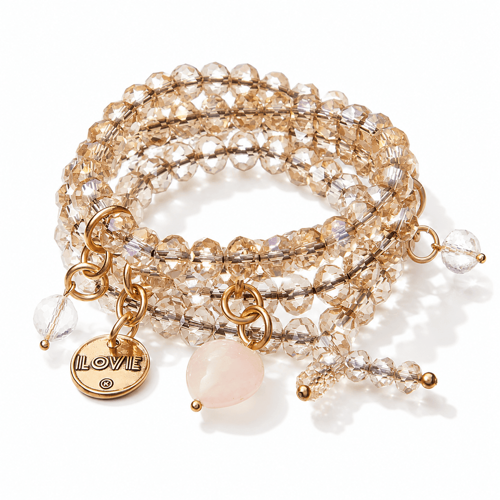 Love Heart Crystal Boho Wrap Bracelet/Necklace - Che Cose Belle