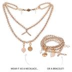 Love Heart Crystal Boho Wrap Bracelet/Necklace - Che Cose Belle