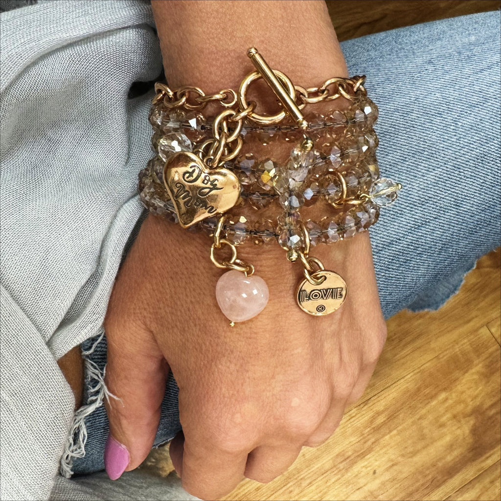 Love Heart Crystal Boho Wrap Bracelet/Necklace - Che Cose Belle