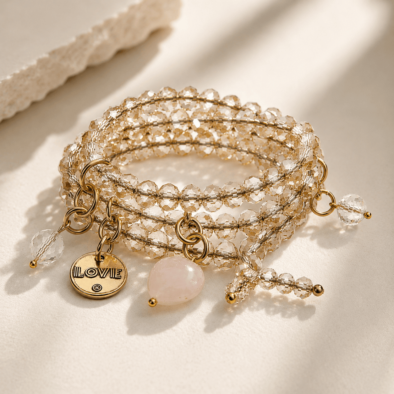 Love Heart Crystal Boho Wrap Bracelet/Necklace - Che Cose Belle