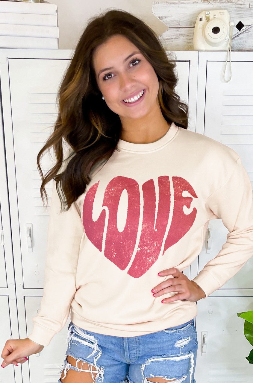 Love Heart Distress Sweatshirt - Che Cose Belle