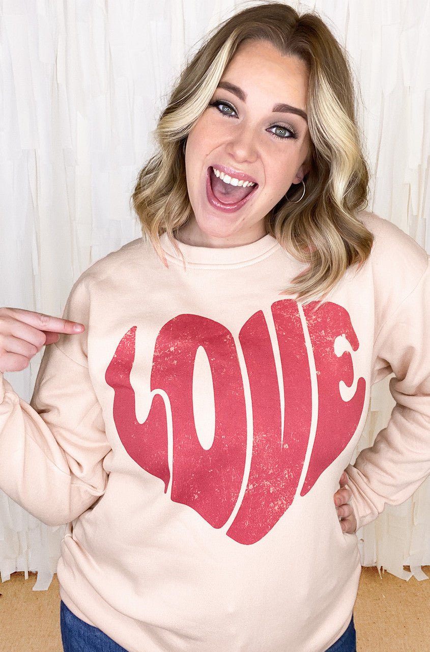 Love Heart Distress Sweatshirt - Che Cose Belle