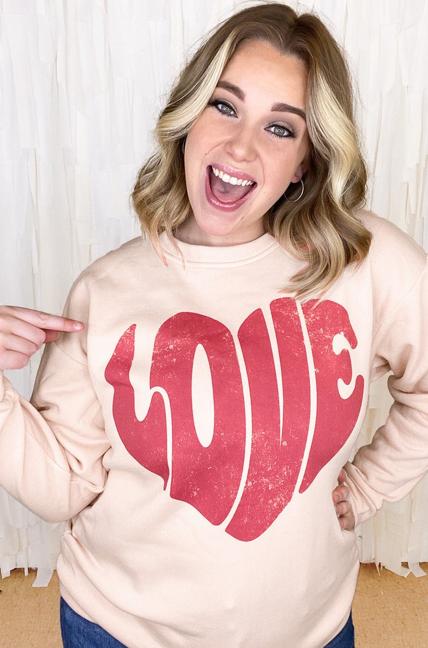 Love Heart Distress Sweatshirt - Che Cose Belle