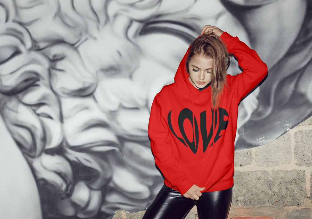 Love Heart Hoodie - Heart Shaped Design RED/BLACK - Che Cose Belle