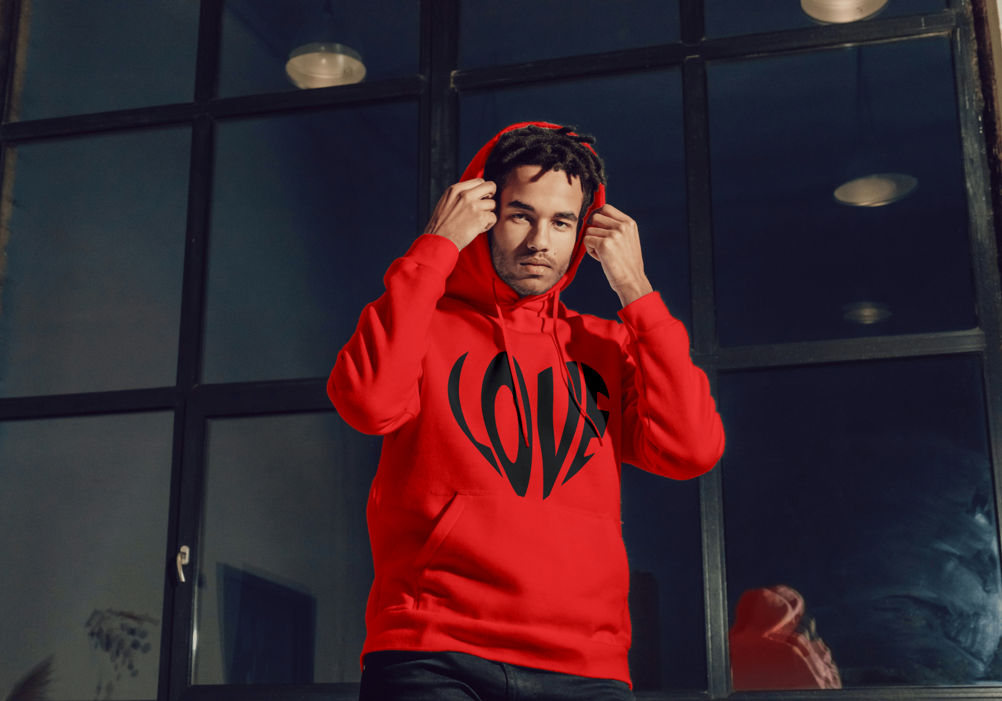 Love Heart Hoodie - Heart Shaped Design RED/BLACK - Che Cose Belle