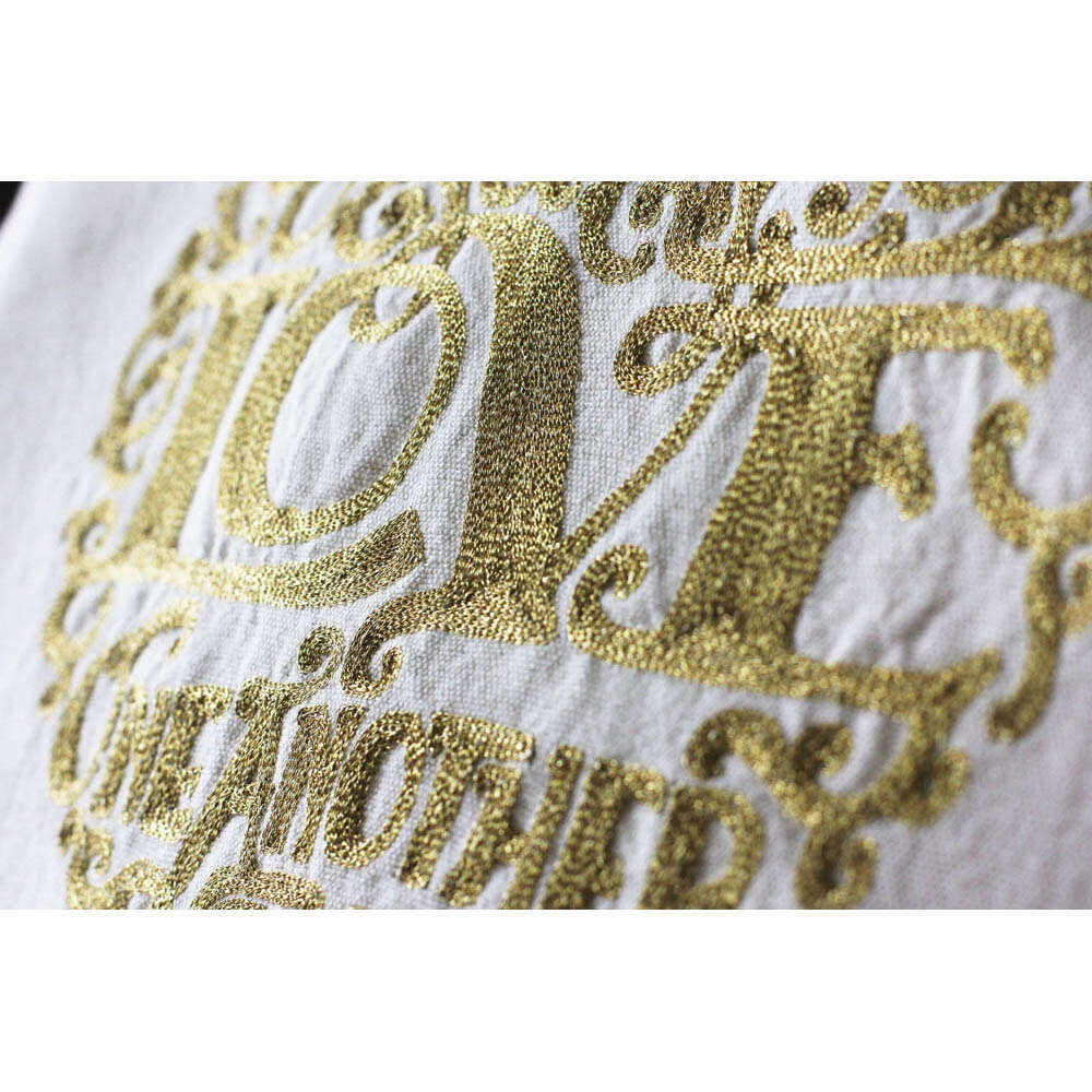 Love Heart Love Letters Hand-Embroidered Pillow - Available in Gold or Silver by CatStudio - Che Cose Belle