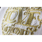 Love Heart Love Letters Hand-Embroidered Pillow - Available in Gold or Silver by CatStudio - Che Cose Belle