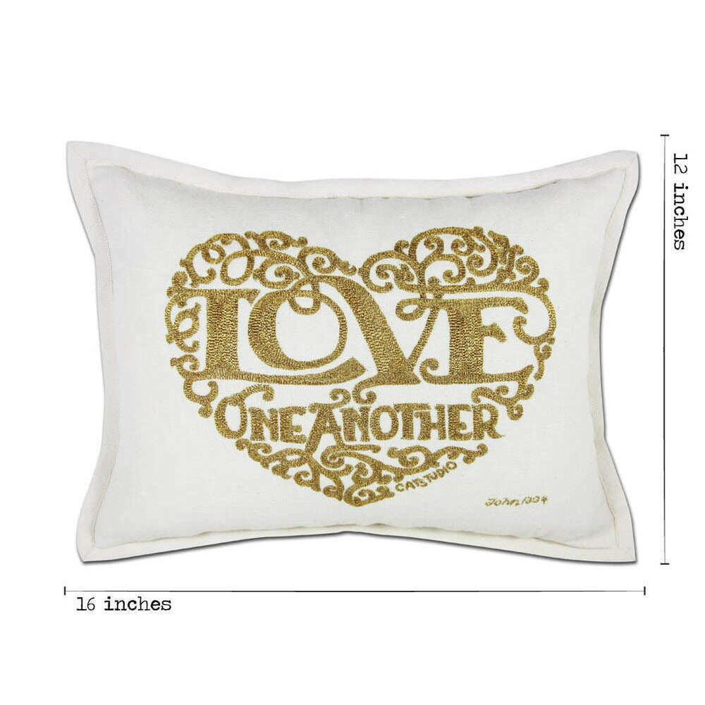 Love Heart Love Letters Hand-Embroidered Pillow - Available in Gold or Silver by CatStudio - Che Cose Belle