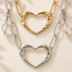 Love Open Heart Long Chain Necklace - Che Cose Belle