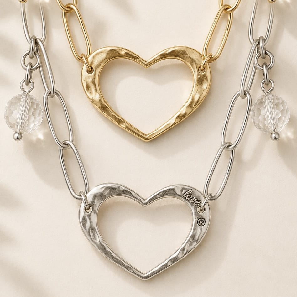 Love Open Heart Long Chain Necklace - Che Cose Belle