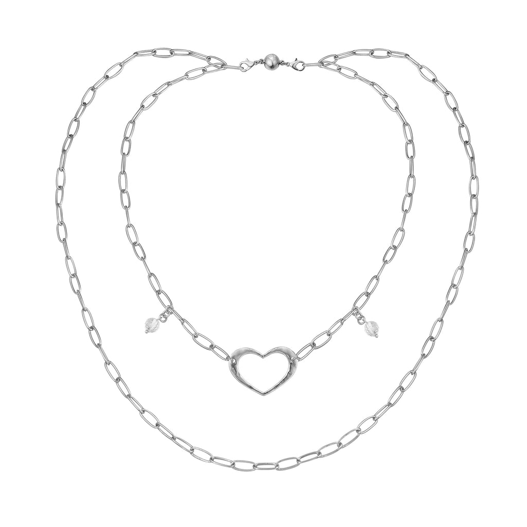 Love Open Heart Long Chain Necklace - Che Cose Belle