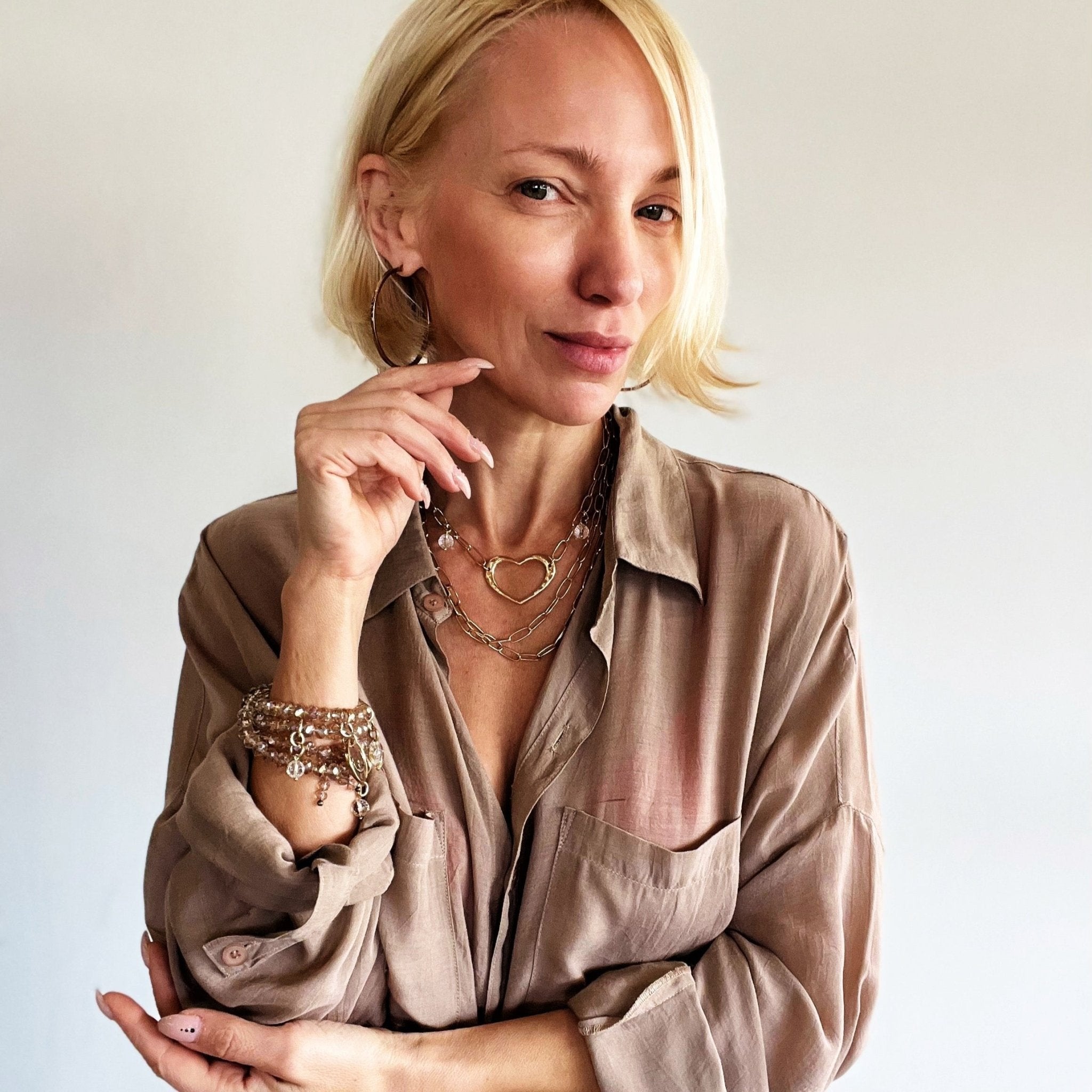 Love Open Heart Long Chain Necklace - Che Cose Belle