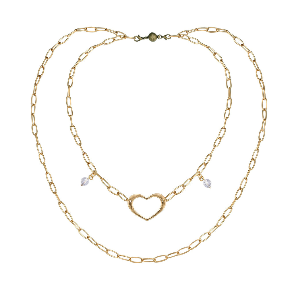 Love Open Heart Long Chain Necklace - Che Cose Belle