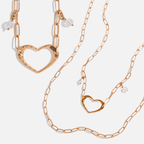 Love Open Heart Long Chain Necklace - Che Cose Belle