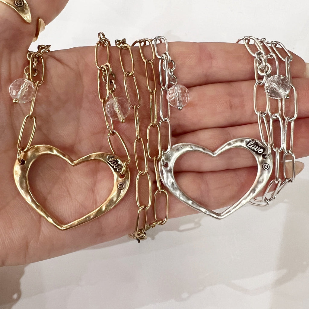 Love Open Heart Long Chain Necklace - Che Cose Belle