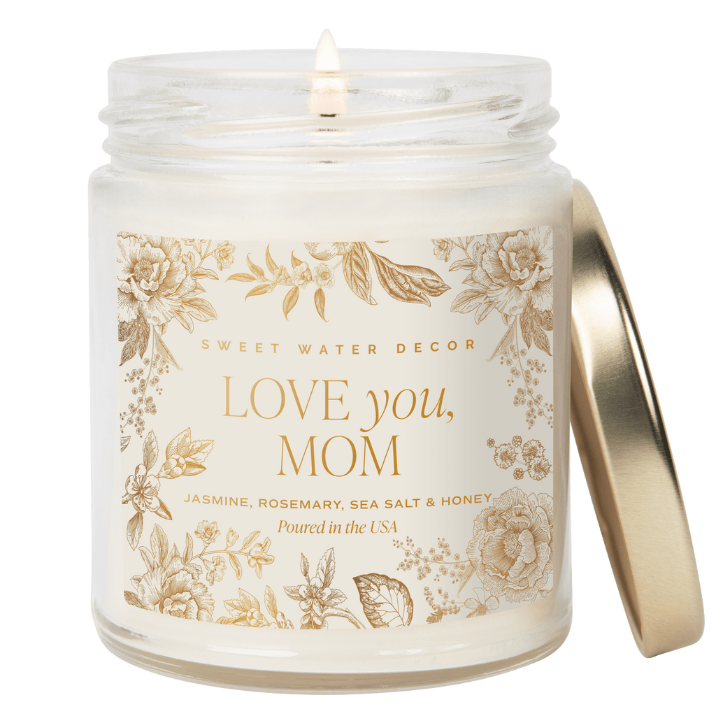 Love You, Mom Soy Candle - Clear Patterned Jar - 9 oz - Che Cose Belle