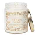 Love You, Mom Soy Candle - Clear Patterned Jar - 9 oz - Che Cose Belle