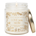 Love You, Mom Soy Candle - Clear Patterned Jar - 9 oz - Che Cose Belle