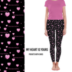 Love Heart Leggings my Heart Is Yours in French with Side Pockets