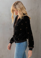 Lovestitch Beaded Velvet Bomber Jacket - Che Cose Belle