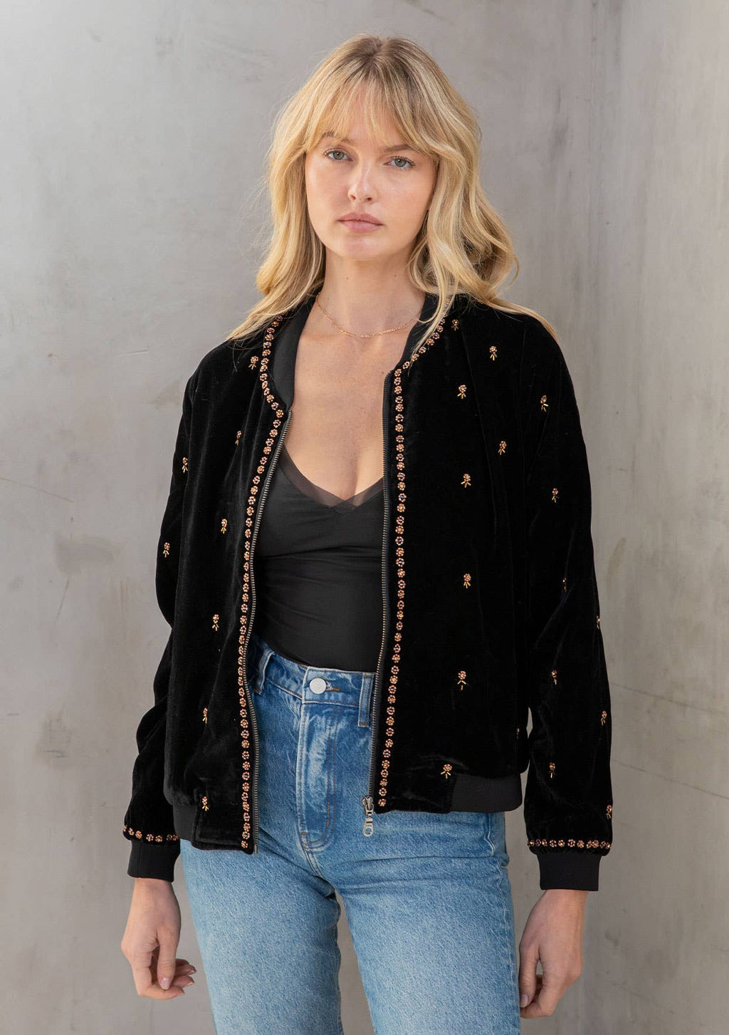 Lovestitch Beaded Velvet Bomber Jacket - Che Cose Belle