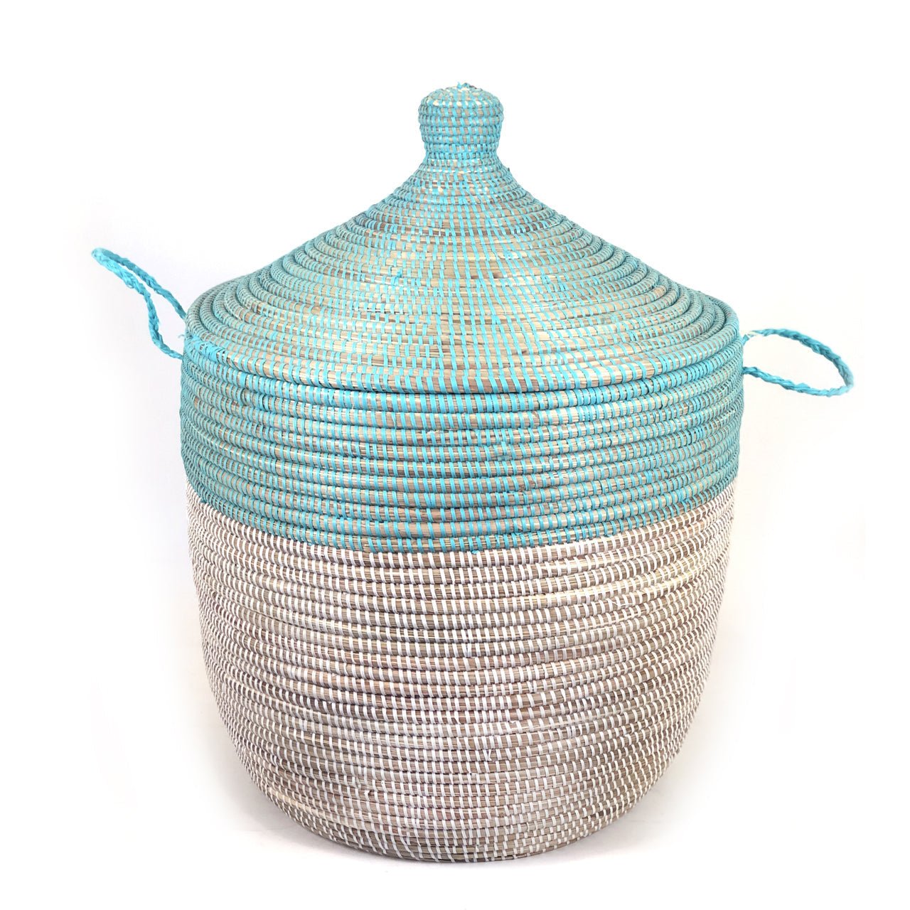Low Storage Two-Tone Basket - Turquoise + White - Che Cose Belle