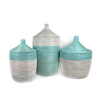 Low Storage Two-Tone Basket - Turquoise + White - Che Cose Belle