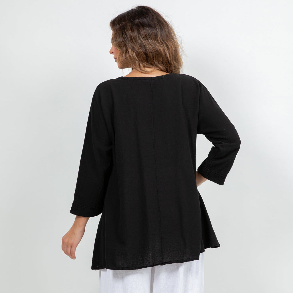 Lu V-Neck Top 100% Cotton Gauze - Che Cose Belle