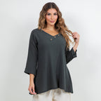 Lu V-Neck Top 100% Cotton Gauze - Che Cose Belle