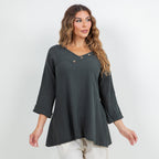 Lu V-Neck Top 100% Cotton Gauze - Che Cose Belle